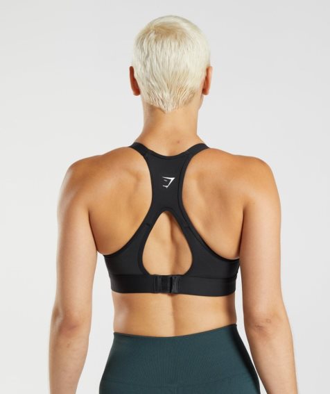 Women's Gymshark Cut Out Back High Support Sports Bra Black | NZ 3JLPFK